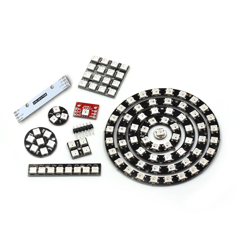 وحدة تطوير ضوء LED مربع دائري مع سائق كامل الألوان مدمج WS2812 5050 RGB LED - Image 3